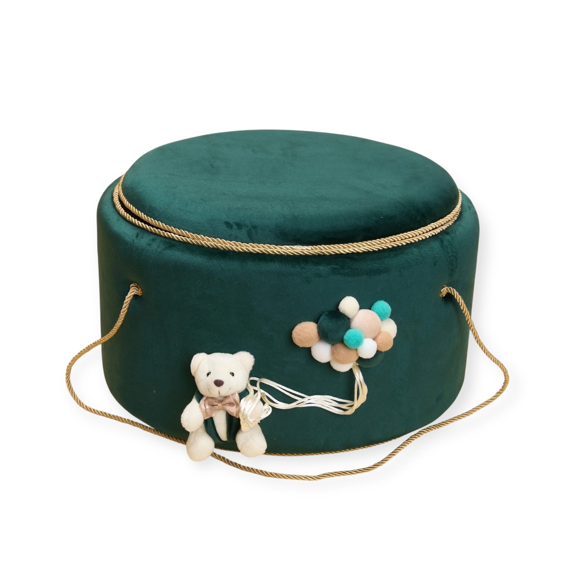 Trusou cu Ursuleț în cufăr de catifea verde - Kids Magazin