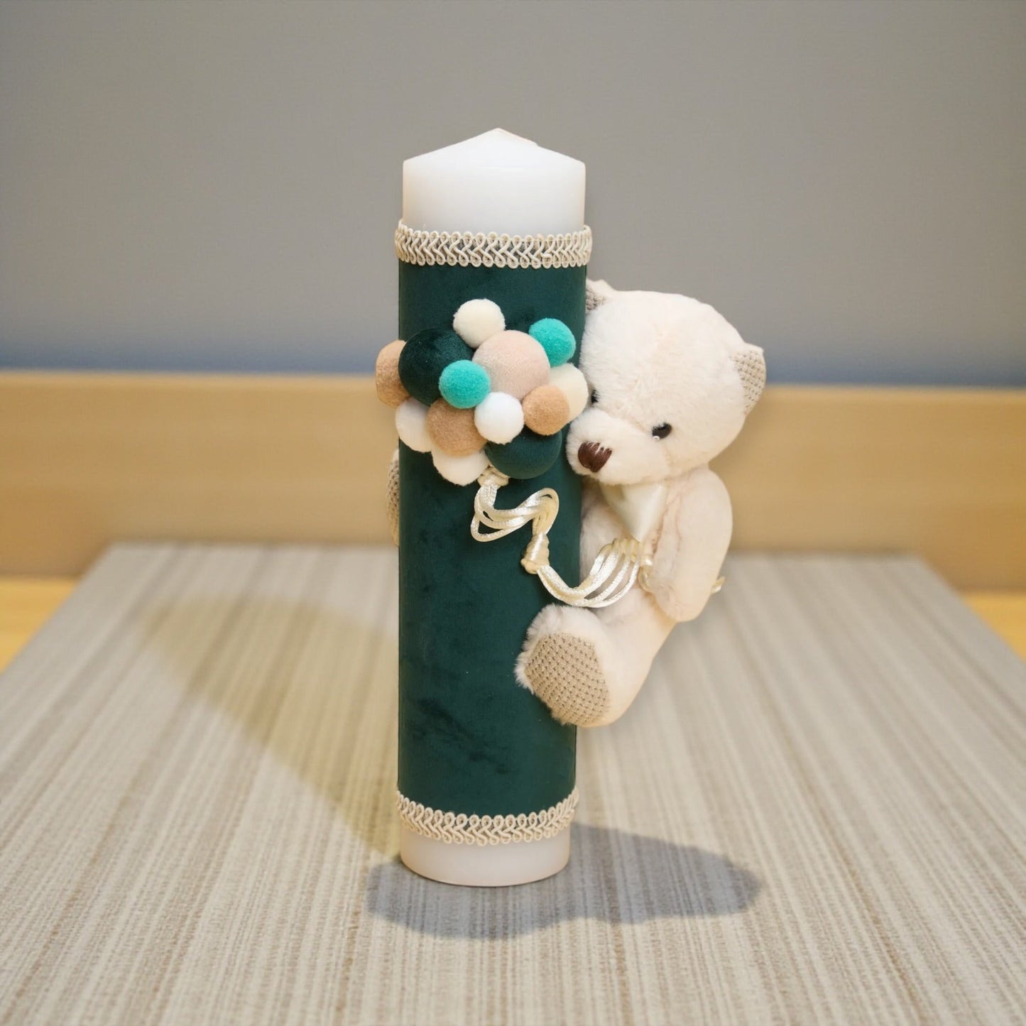 Trusou cu Ursuleț în cufăr de catifea verde - Kids Magazin