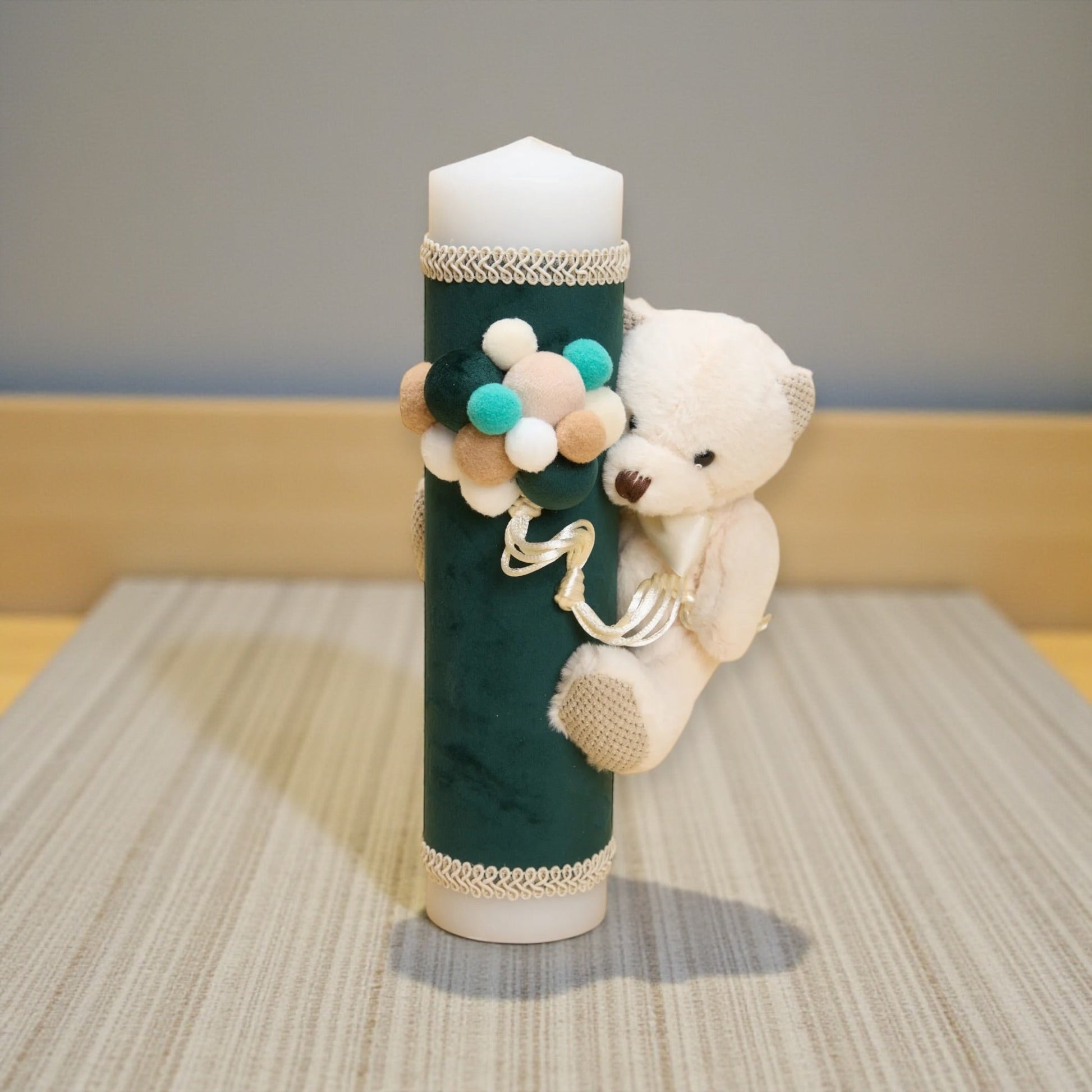 Trusou cu Ursuleț în cufăr de catifea verde - Kids Magazin