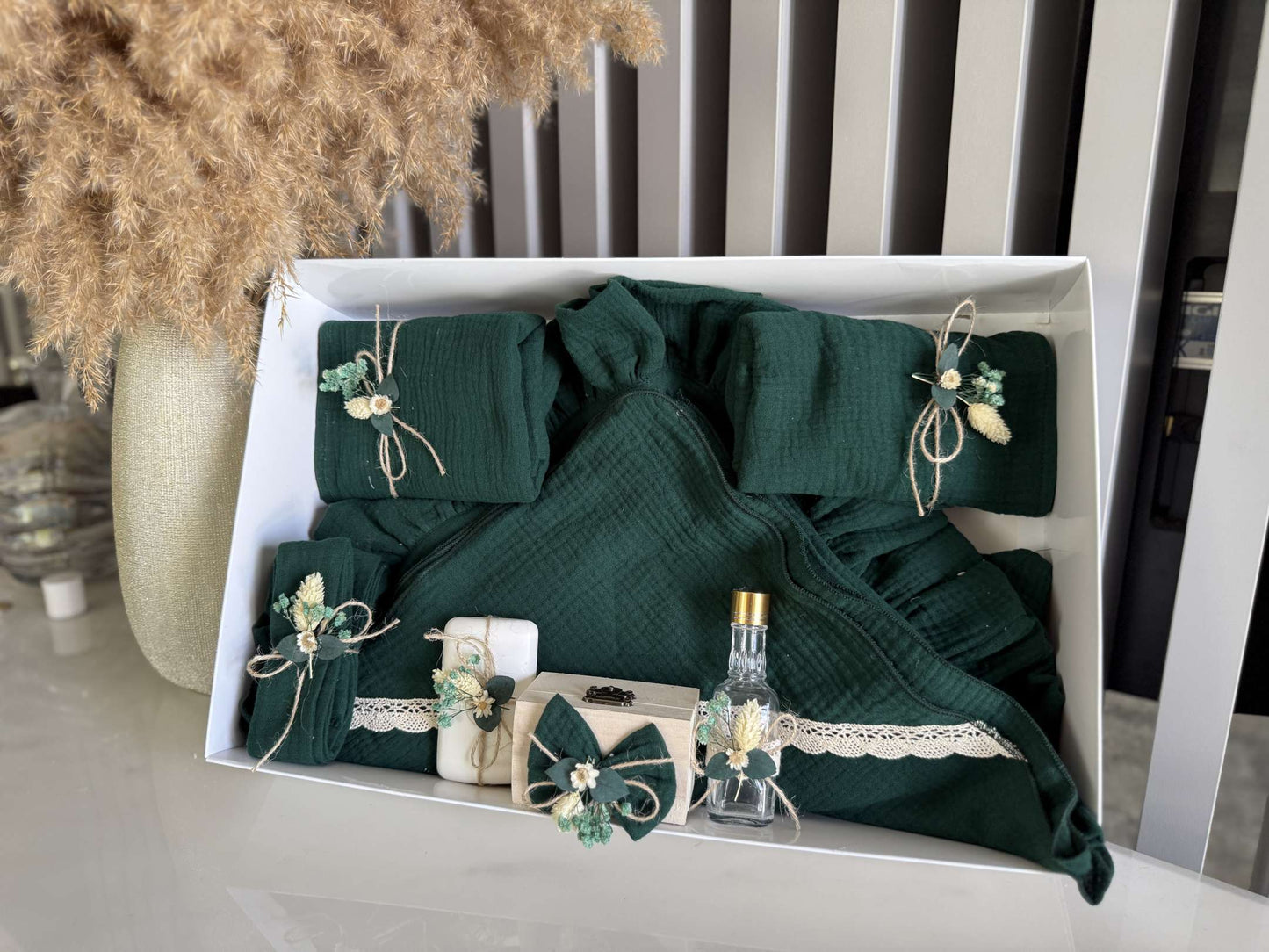 Trusou din muselina premium verde padure - Kids Magazin