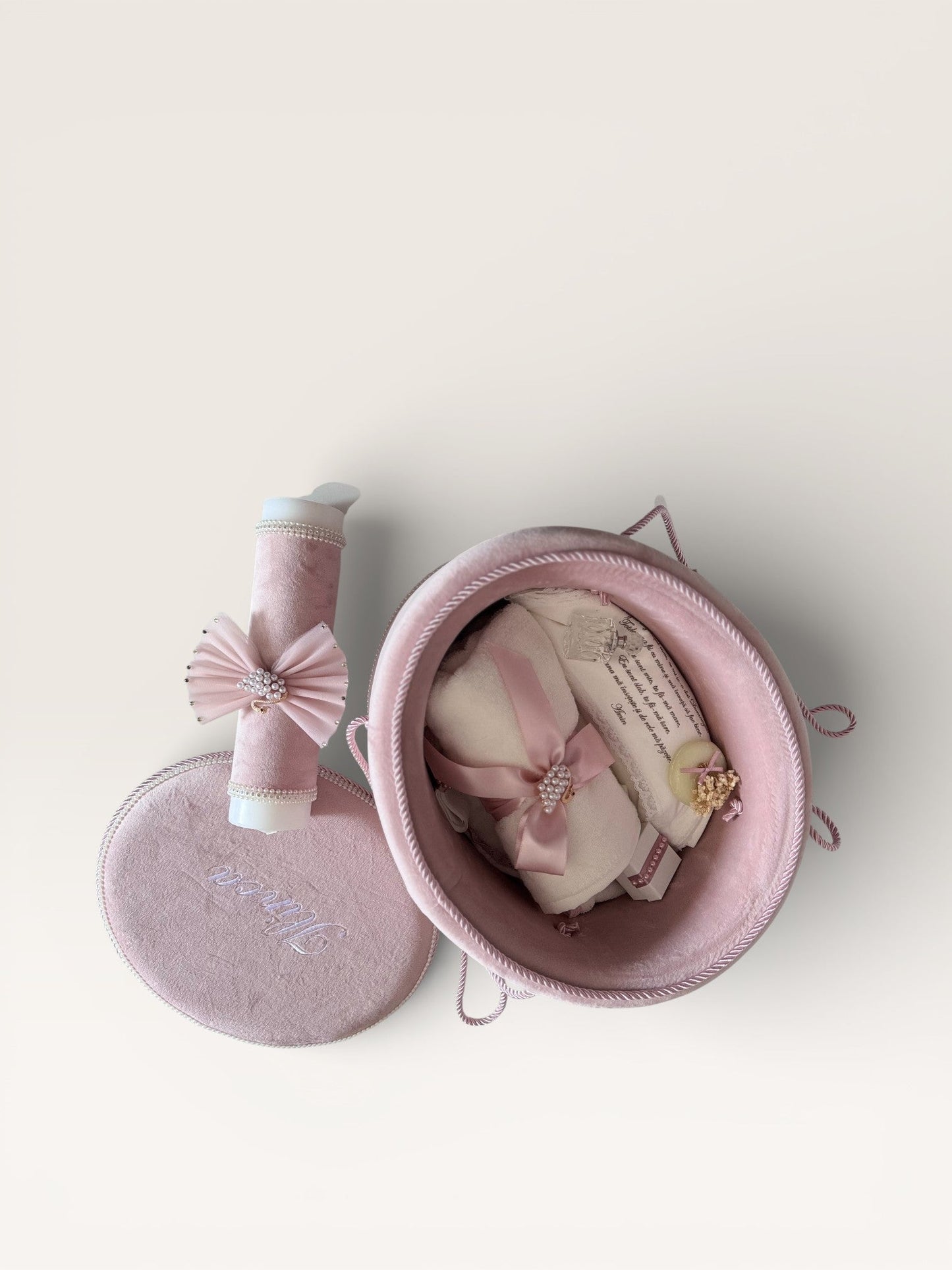 Trusou Lebădă în cufăr de catifea Roz Pudră - Kids Magazin