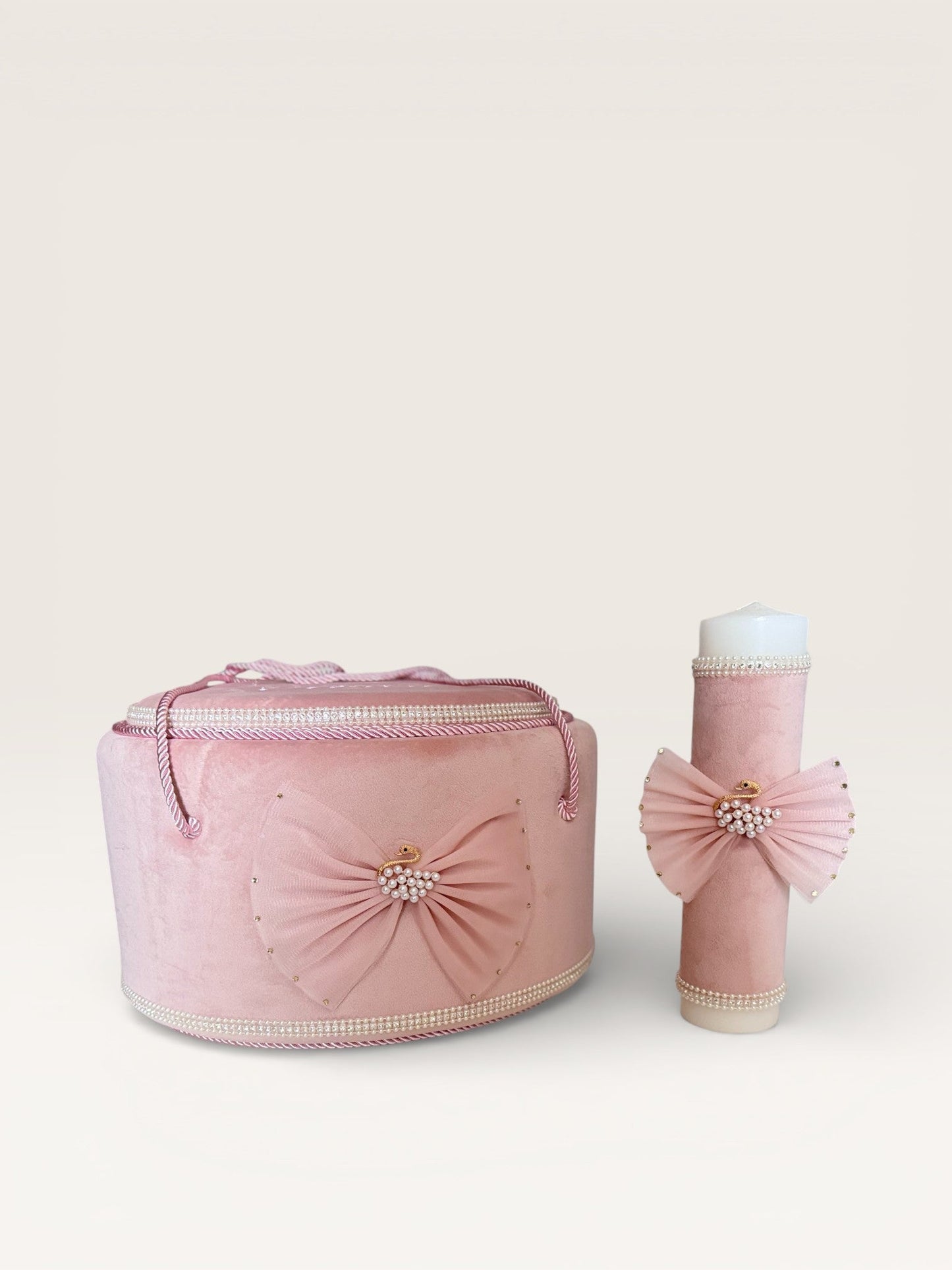 Trusou Lebădă în cufăr de catifea Roz Pudră - Kids Magazin