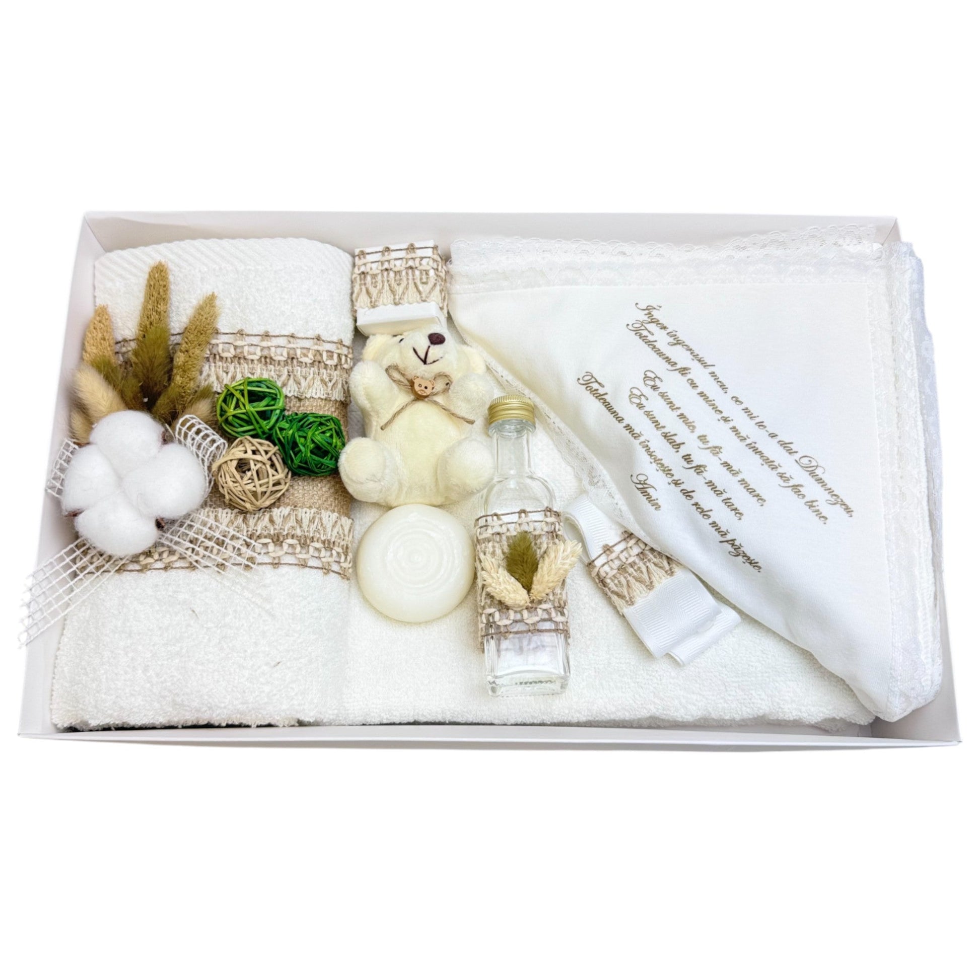 Trusou pentru botez Ursuleț și Floare de bumbac - Kids Magazin