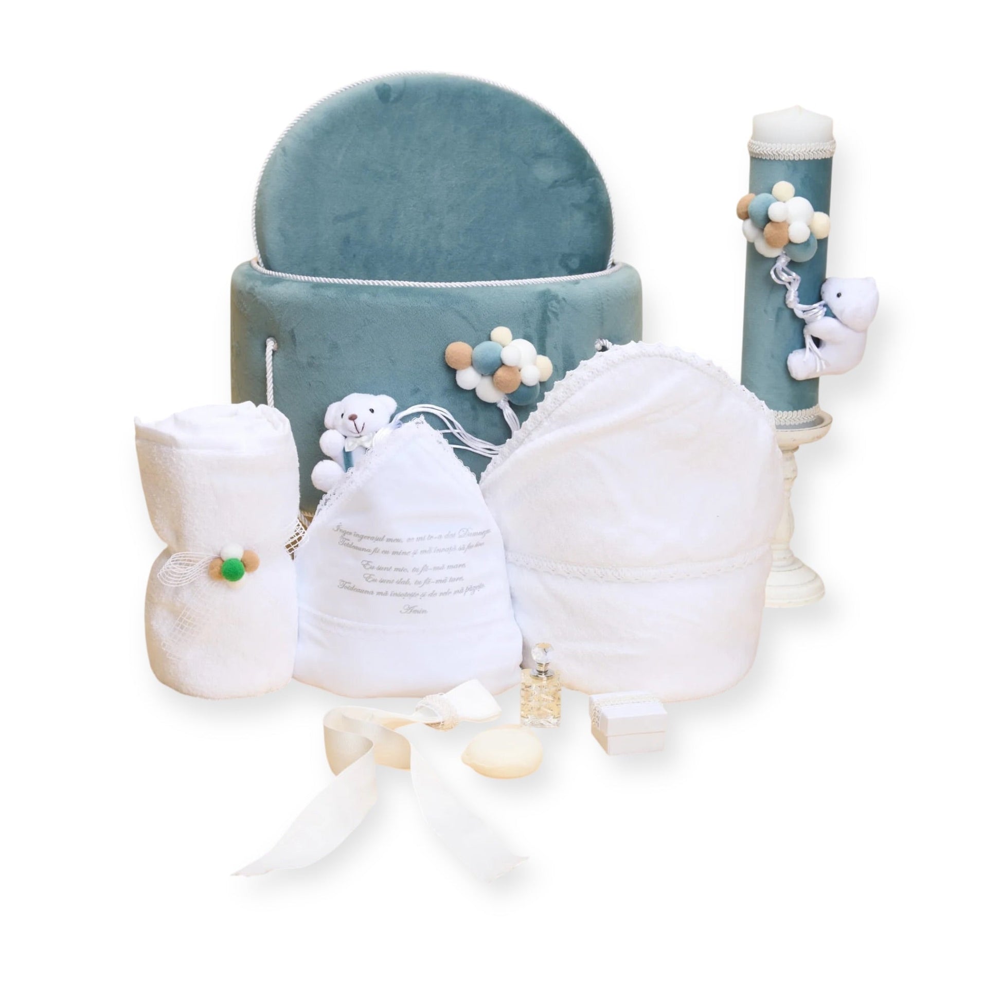 Trusou Ursuleț în cufăr de catifea Albastră - Kids Magazin