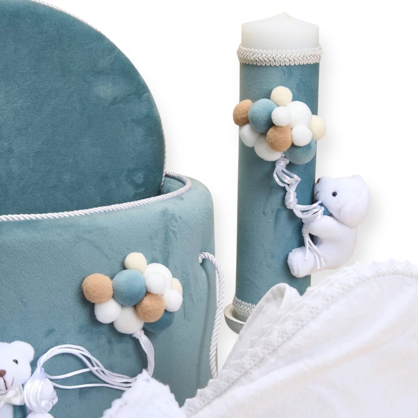 Trusou Ursuleț în cufăr de catifea Albastră - Kids Magazin