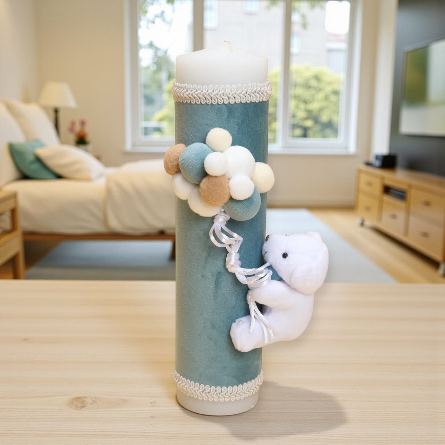 Trusou Ursuleț în cufăr de catifea Albastră - Kids Magazin