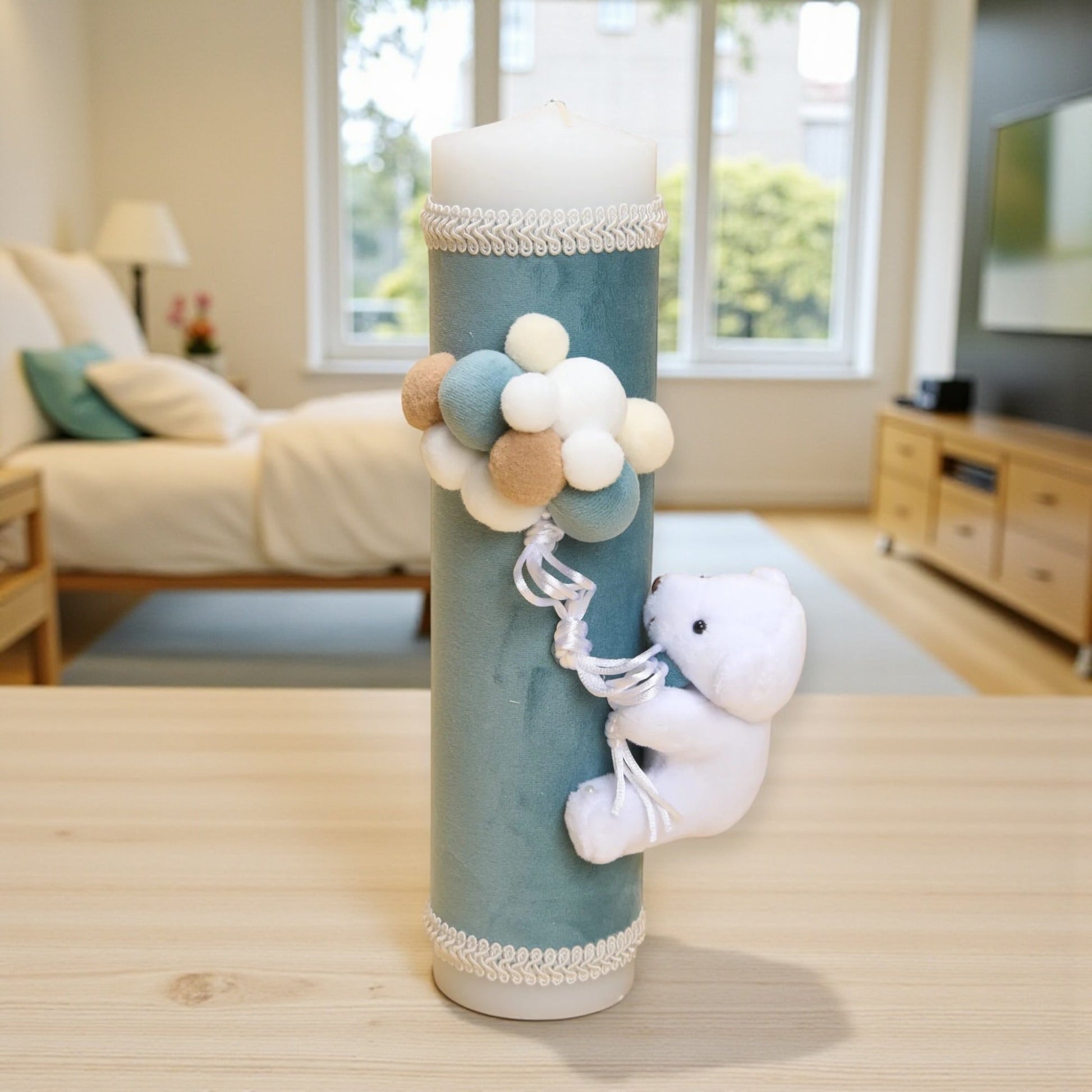 Trusou Ursuleț în cufăr de catifea Albastră - Kids Magazin