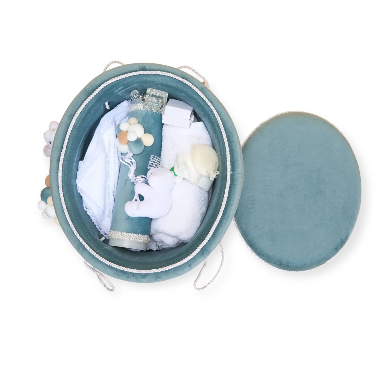 Trusou Ursuleț în cufăr de catifea Albastră - Kids Magazin