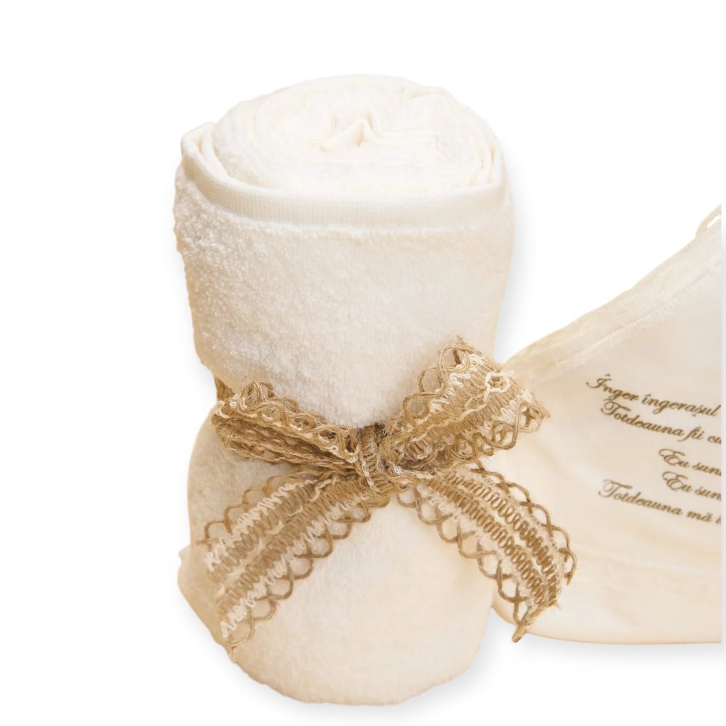 Trusou Ursuleț în cufăr de catifea Crem cu elemente rustice - Kids Magazin