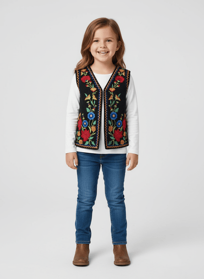 Vesta tradițională cu model florală - Kids Magazin